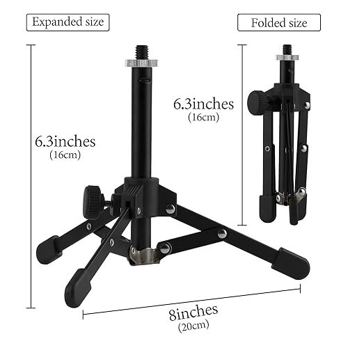  Geekria for Creators Tabletop Tripod Mic Stand Compatible with Audio-Technica AT2020, AT2020USB, AT2035, AT2050, ATR2500x Microphones, Desktop Mic Stand with Foldable Non-Slip Feet