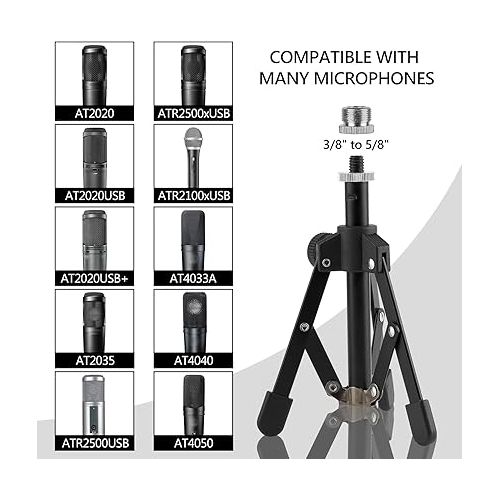  Geekria for Creators Tabletop Tripod Mic Stand Compatible with Audio-Technica AT2020, AT2020USB, AT2035, AT2050, ATR2500x Microphones, Desktop Mic Stand with Foldable Non-Slip Feet