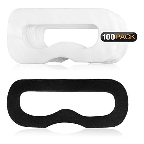  [아마존베스트]GEEKRIA Geekria 100Pcs Disposable Face Cover Mask with 1 pcs and Magic Sticks for HTC Vive Virtual Reality/White Eye Mask for Playstation VR/Soft Breathable Non-Woven Fabrics for Headset V