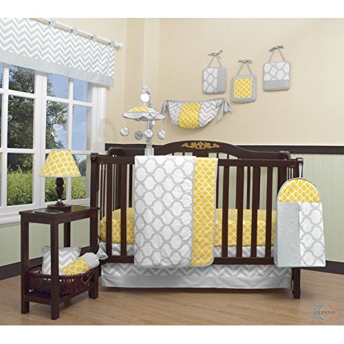  GEENNY Boutique Baby 13 Piece Crib Bedding Set, Yellow/Gray Chevron