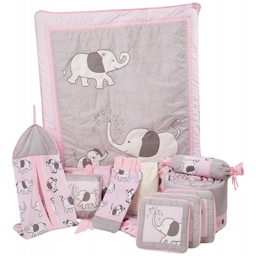  GEENNY Boutique Pink Gray Elephant 13pcs Crib Bedding Sets