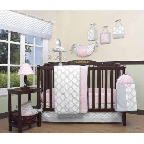  GEENNY Boutique Baby 13 Piece Crib Bedding Set, Salmon Pink/Gray Chevron