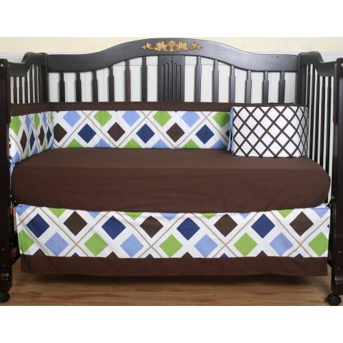  GEENNY 13 Piece Crib Bedding Set, BlueBrown Diamond