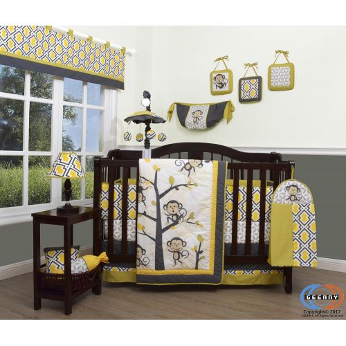  GEENNY Boutique Baby 13 Piece Nursery Crib Bedding Set, Monkey Go Happy