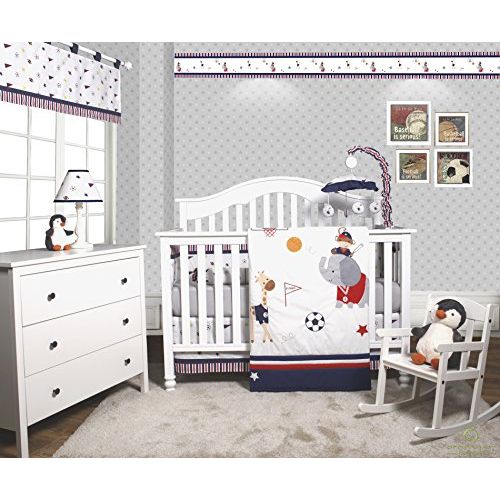  GEENNY OptimaBaby Animal Sports Festival 6 Piece Baby Boy Nursery Crib Bedding Set