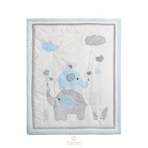  GEENNY OptimaBaby Blue Grey Elephant 6 Piece Baby Nursery Crib Bedding Set