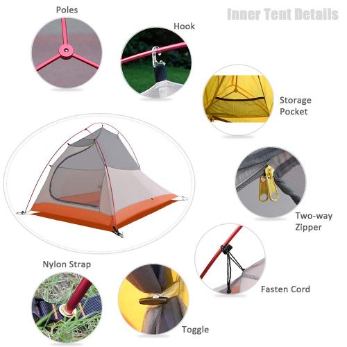  GEERTOP Campingzelt Ultraleichte 2 Personen Doppelten Zelt 3-4 Saison Camping Zelt fuer Trekking, Outdoor, Festival mit kleinem Packmass