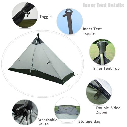  GEERTOP Geertop 1 Person Backpacking Tent 4 Season Single Outdoor Lightweight Waterproof Camping Tent for Mountaineering Hiking Travel