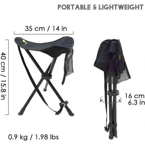  [아마존베스트]GEERTOP Portable Folding Stool Outdoor Tripod Slacker Chair Lightweight Compact Heavy Duty Tri-Leg with Mesh Pocket for Camping Backpacking Hiking Mountaineering Travel