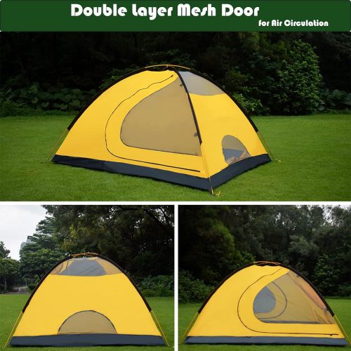  Geertop Portable 4 Person 4 Seasons Backpacking Tent Double Layer Waterproof Larger Family Camping Tent Lightweight for Camp Outdoor Sports Hiking Travel Beach - Easy to Set Up