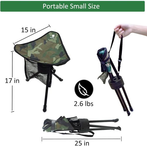 GEERTOP Portable Camping Swivel Folding Stool Seat Foldable Camp Tripod Chair Outdoor Survival Gear for Hiking Fishing Hunting Travel