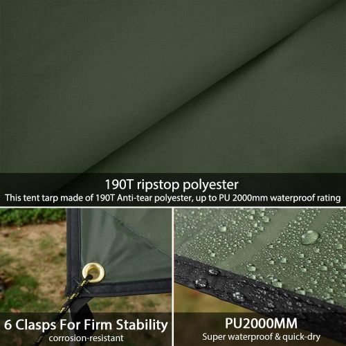  GEERTOP Rain Fly Tarp for Hammock Lightweight Camping Shade Bushcraft Shelter Tent Tarp with LED Strip for Backpacking Hiking Outdoor Survival Travel