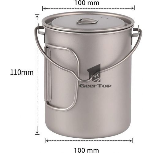  GEERTOP Portable 750ml Titanium Mug Cup Backpacking Ultralight Titanium Cookware Pot with Lid for Outdoor Camping Hiking Hunting 25 Fl Oz