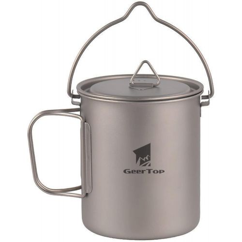  GEERTOP Portable 750ml Titanium Mug Cup Backpacking Ultralight Titanium Cookware Pot with Lid for Outdoor Camping Hiking Hunting 25 Fl Oz