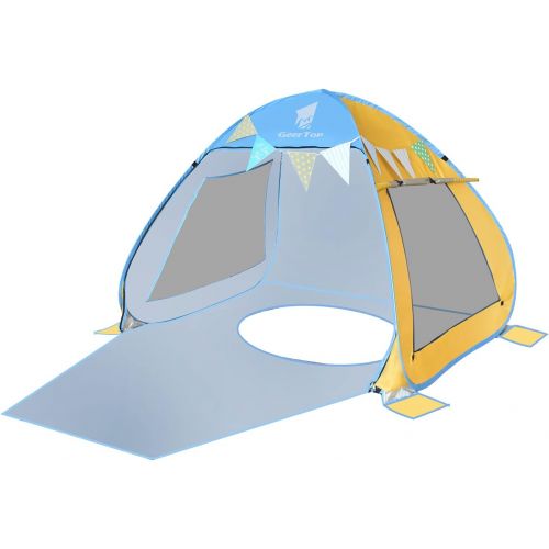  GEERTOP Portable Beach?Tent?for?Kids Pop Up Beach Sun Shade UPF 50+ Instant Umbrella Cabana Shelter Tent Easy Set Up for Outdoor Playing, Backyard, Park Camping