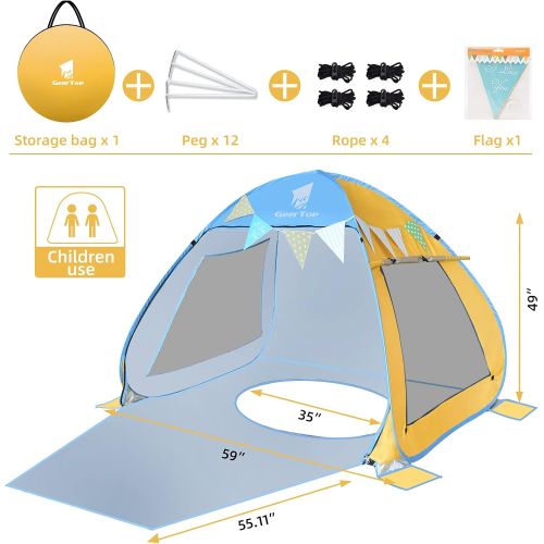  GEERTOP Portable Beach?Tent?for?Kids Pop Up Beach Sun Shade UPF 50+ Instant Umbrella Cabana Shelter Tent Easy Set Up for Outdoor Playing, Backyard, Park Camping