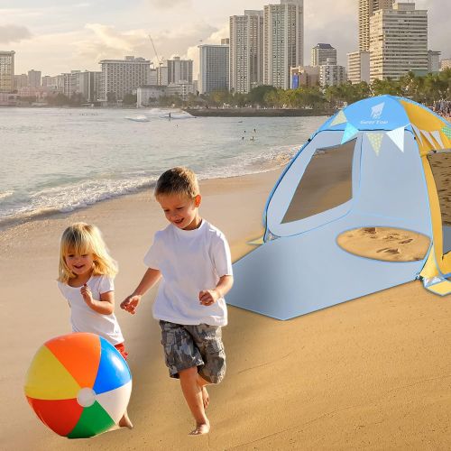  GEERTOP Portable Beach?Tent?for?Kids Pop Up Beach Sun Shade UPF 50+ Instant Umbrella Cabana Shelter Tent Easy Set Up for Outdoor Playing, Backyard, Park Camping