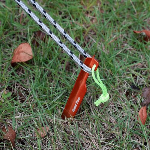  Geertop 10 Pack Aluminum Y Tent Stakes Lightweight Sturdy Camping Ground Stakes Heavy Duty Metal Tent Peg with Reflective Rope for Backpacking Tent, Rain Tarp, Outdoor Canopy, Gard