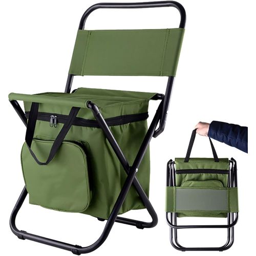  GEERTOP Folding Camping Chair with Cooler,Portable Camp Stool Backpack Cooler Lightweight Fishing Chairs Hold Up 9L Food Support 220 lbs for Beach Picnic Hiking