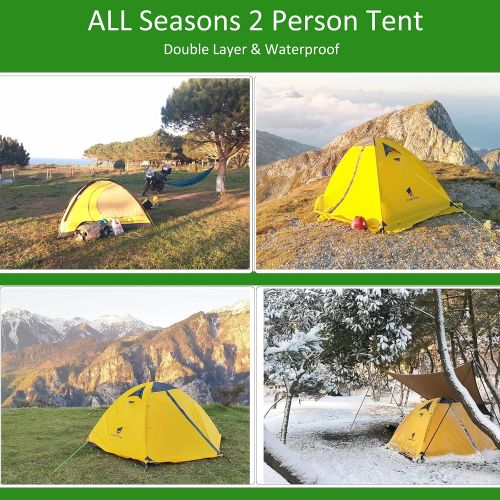  GEERTOP 2 Person Tent for Camping 4 Season Waterproof Ultralight Backpacking Tent 2 People Double Layer All Weather Easy Setup Tents for Outdoor Survival, Hiking, Backpack Travel,