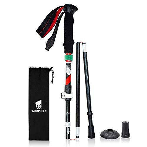  GEERTOP Portable Collapsible Walking Trekking Poles Lightweight Walking Stick Adjustable Hiking Stick Telescopic Folding Cane Holder Anti Shock & Quick Lock for Climbing Mountainee