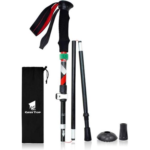  GEERTOP Portable Collapsible Walking Trekking Poles Lightweight Walking Stick Adjustable Hiking Stick Telescopic Folding Cane Holder Anti Shock & Quick Lock for Climbing Mountainee