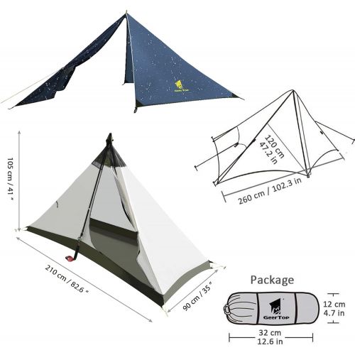  Geertop Lightweight 1 Person 4 Season Tent for Backpacking Waterproof Single Person Camping Tent for Outdoor Travel Hiking Mountaineering - Easy to Set