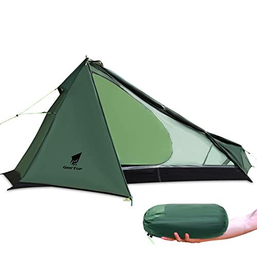  GEERTOP Upgrade Ultralight 3 Season 1 Person Tent for Camping Backpacking Hiking Travelling - Single Trekking Pole Tents (Not Include The Pole) Easy to Set Up