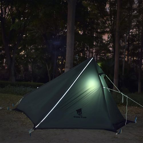  GEERTOP Upgrade Ultralight 3 Season 1 Person Tent for Camping Backpacking Hiking Travelling - Single Trekking Pole Tents (Not Include The Pole) Easy to Set Up