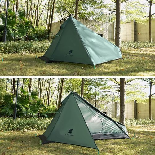  GEERTOP Upgrade Ultralight 3 Season 1 Person Tent for Camping Backpacking Hiking Travelling - Single Trekking Pole Tents (Not Include The Pole) Easy to Set Up