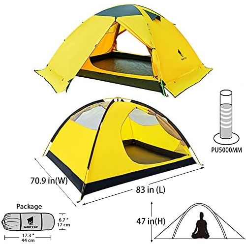  GEERTOP Backpacking Tent for Camping 2 Person 4 Season Tents for Outdoor Survival - Hiking Hunting Climbing - Free Standing Tent