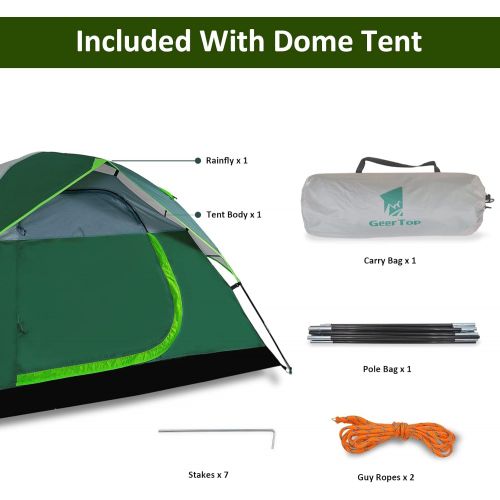  GEERTOP Tents for Camping 2 Person Lightweight Dome Tent with Removable Rain Fly Instant Two Man Tent for Backpacking Hiking Camp Travel - Easy Setup