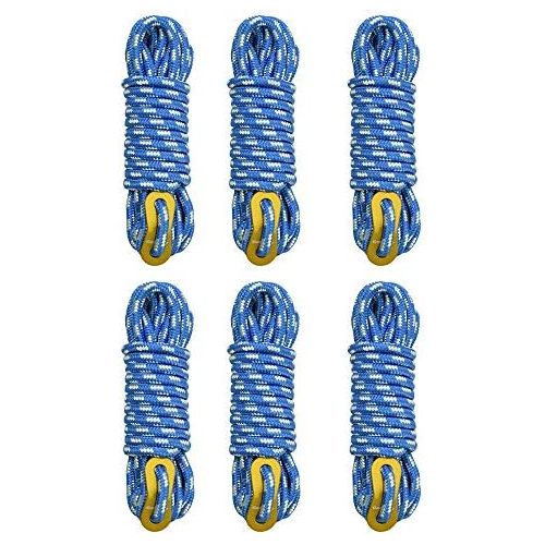  GEERTOP Set of 6 Pack Camping Guylines 5mm Ultralight Tent Cord Rope with Aluminum Tensioner