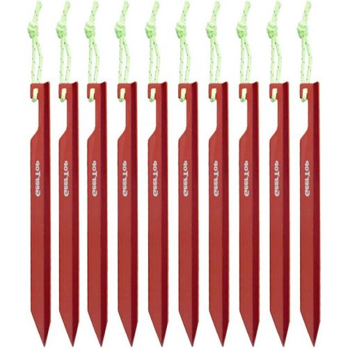  Geertop 10 Pack Aluminum Y Tent Stakes Lightweight Sturdy Camping Ground Stakes Heavy Duty Metal Tent Peg with Reflective Rope for Backpacking Tent, Rain Tarp, Outdoor Canopy, Gard