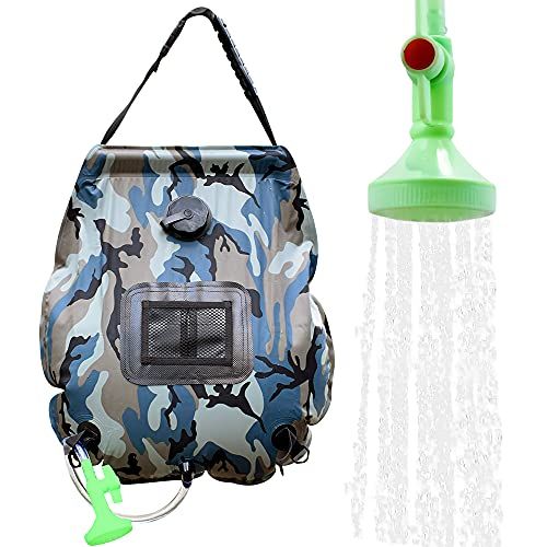  GEERTOP Solar Shower Bag 5 Gallons/20L Folding Summer Shower Bag with Removable Hose and On-Off Switchable Shower Head for Camping Beach Swimming Outdoor Traveling Hiking