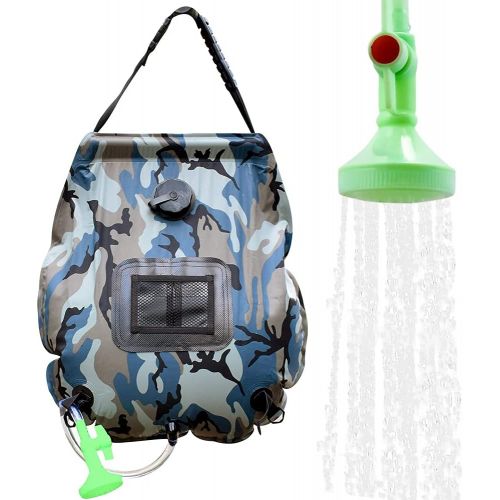  GEERTOP Solar Shower Bag 5 Gallons/20L Folding Summer Shower Bag with Removable Hose and On-Off Switchable Shower Head for Camping Beach Swimming Outdoor Traveling Hiking