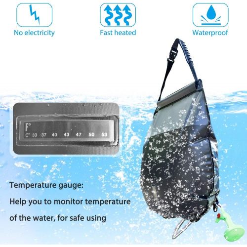  GEERTOP Solar Shower Bag 5 Gallons/20L Folding Summer Shower Bag with Removable Hose and On-Off Switchable Shower Head for Camping Beach Swimming Outdoor Traveling Hiking