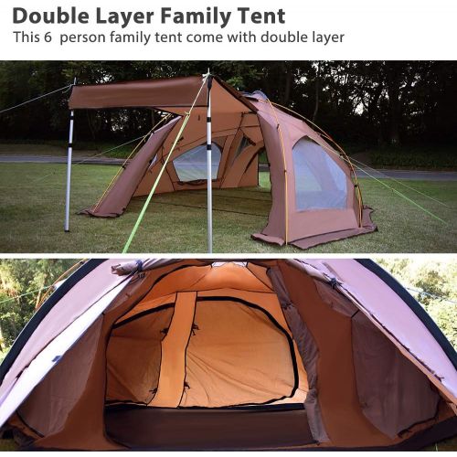  Geertop Large Family Camping Tent 6 Person Portable Double Layer for Fishing, Camping, Hiking and Outdoor Activities