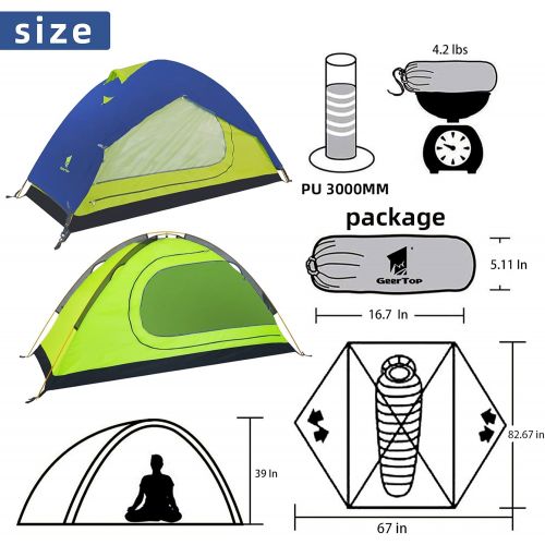  GEERTOP Lightweight 1 Person Tent for Camping 3-4 Season Waterproof Single Tent for Backpacking Hiking Hunting Outdoor Backpack Travel - Easy Setup