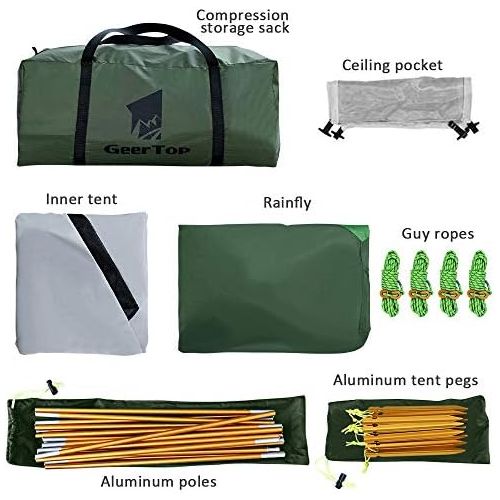  GEERTOP Lightweight Tents for Backpacking Waterproof 3 Person Tent for Camping 4 Season Winter Camp Tent for Outdoor Camp Hiking Hunting Backyard - Portable Easy Setup