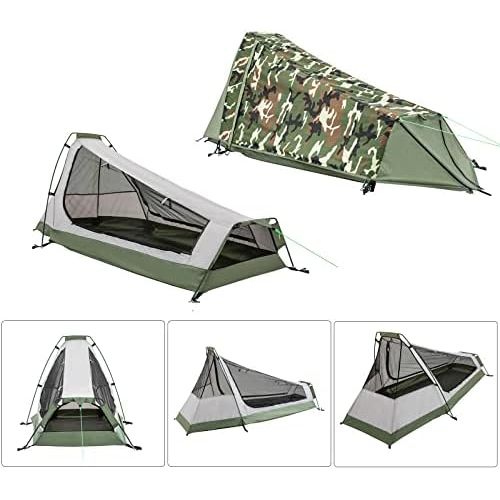  GEERTOP Ultralight Bivy Tent for 1 Person 3 Season Waterproof Single Person Backpacking Tent for Camping Hiking Backpack Travel Outdoor Survival Gear