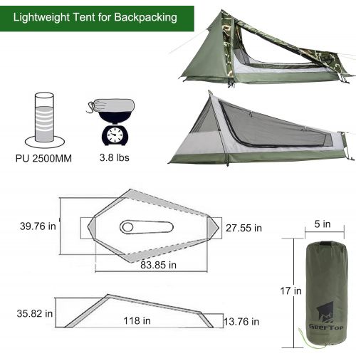  GEERTOP Ultralight Bivy Tent for 1 Person 3 Season Waterproof Single Person Backpacking Tent for Camping Hiking Backpack Travel Outdoor Survival Gear