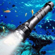 GEERTOP Scuba Dive Lights 2000 Lumen Underwater Diving Flashlight Waterproof with Wrist Strap Rechargeable Safety Torch CREE XHP-50 LED Submarine Lights with 26650 Batteries & USB