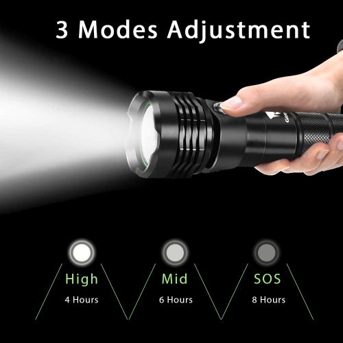  GEERTOP Scuba Dive Lights 2000 Lumen Underwater Diving Flashlight Waterproof with Wrist Strap Rechargeable Safety Torch CREE XHP-50 LED Submarine Lights with 26650 Batteries & USB