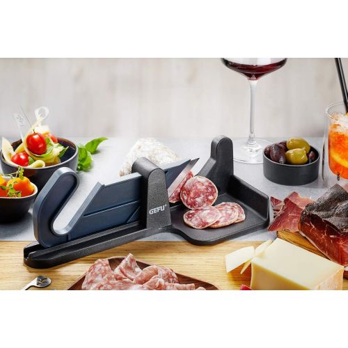  GEFU Tranche Sausage Cutter Salami Cutter, Hand Operated Manual All Purpose Slicer, Sausage Cutter, Ham, Bacon, Hard Cheese, Stainless Steel Blade