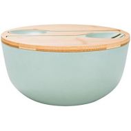 [아마존베스트]GEHE Bamboo Fiber Salad Bowl with Servers Set - Large 9.8 inches mixing bowls Solid Bamboo Salad Wooden Bowl with Bamboo Lid Spoon for Fruits,Salads and Decoration (D 9.8, Blue -green)