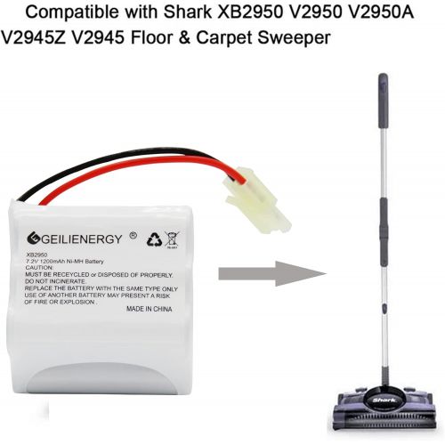 [아마존베스트]GEILIENERGY 7.2V 1200mAh Battery Compatible with Shark XB2950 V2950 V2950A V2945Z V2945 Floor & Carpet Sweeper