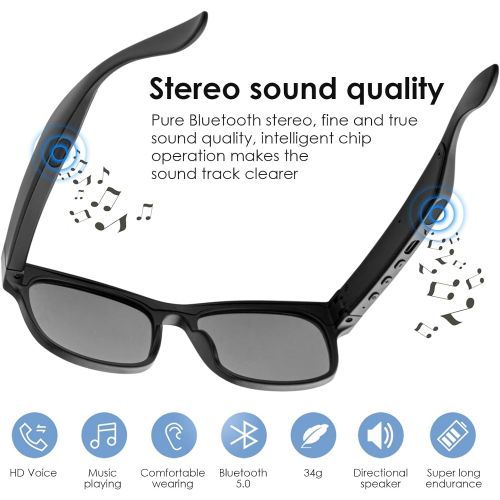  [아마존베스트]GELETE Smart Glasses Wireless Bluetooth Sunglasses Open Ear Music&Hands-Free Calling,for Men&Women,Polarized Lenses,IPX4 Waterproof,Connect Mobile Phones and Tablets (A12Pro-black)