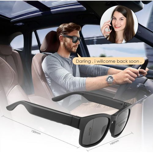  [아마존베스트]GELETE Smart Glasses Wireless Bluetooth Sunglasses Open Ear Music&Hands-Free Calling,for Men&Women,Polarized Lenses,IPX4 Waterproof,Connect Mobile Phones and Tablets (A12Pro-black)