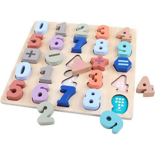  GEMEM Wooden Puzzles for Toddlers, Large Alphabet ABC Upper Case Letter and Number Wood Montessori Learning Board Educational Toys for Boys Girls Set of 2
